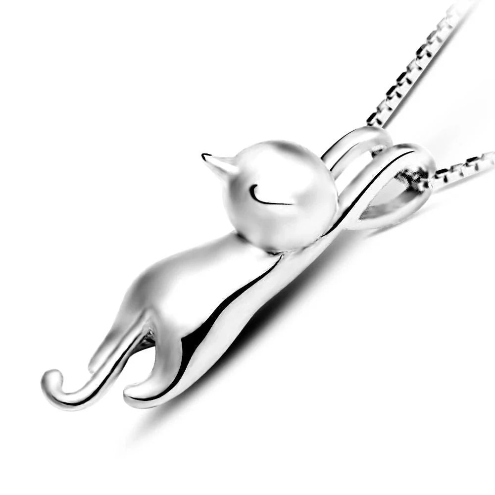 Collier pendentif chat en argent 