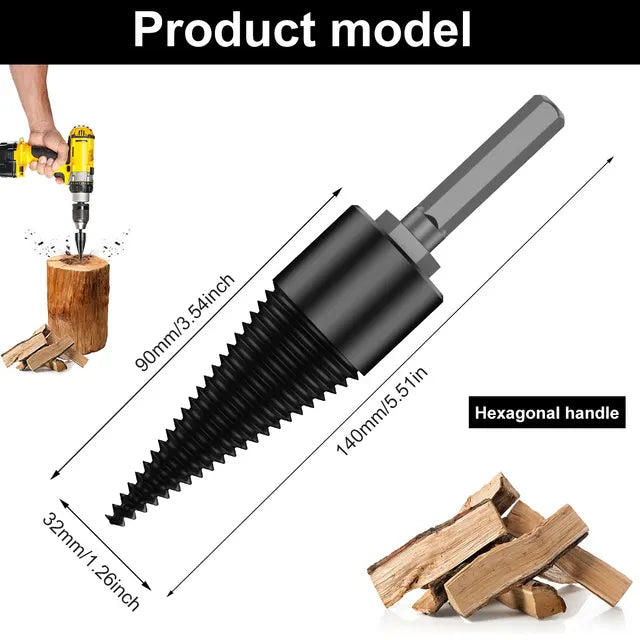 1/2PC Brandhout Log Splitter 32/42mm Stevig Koolstofstaal Hout Log Splitter Schroef kegels Boor met Hex/Ronde/Vierkante Schacht