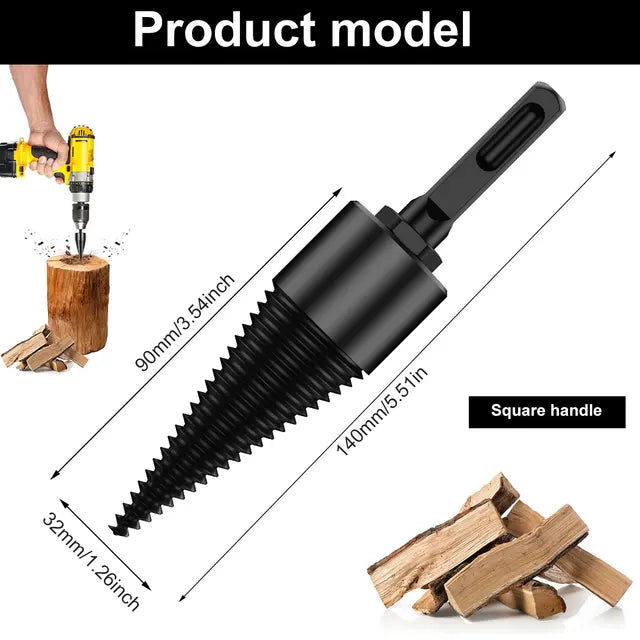 1/2PC Brandhout Log Splitter 32/42mm Stevig Koolstofstaal Hout Log Splitter Schroef kegels Boor met Hex/Ronde/Vierkante Schacht