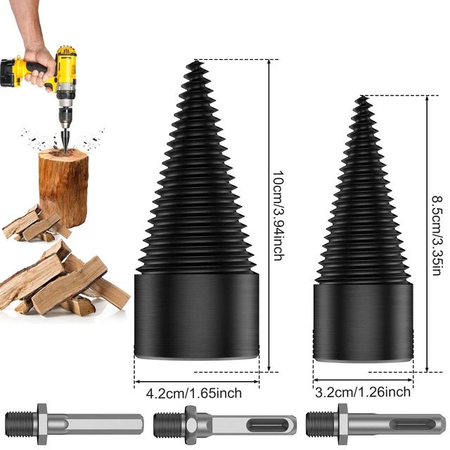 1/2PC Brandhout Log Splitter 32/42mm Stevig Koolstofstaal Hout Log Splitter Schroef kegels Boor met Hex/Ronde/Vierkante Schacht